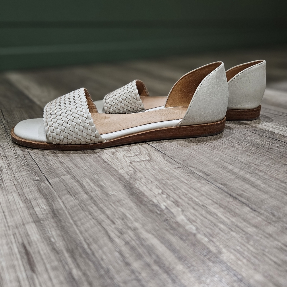 Women's Braided Open-Toe D'Orsay Flats - White